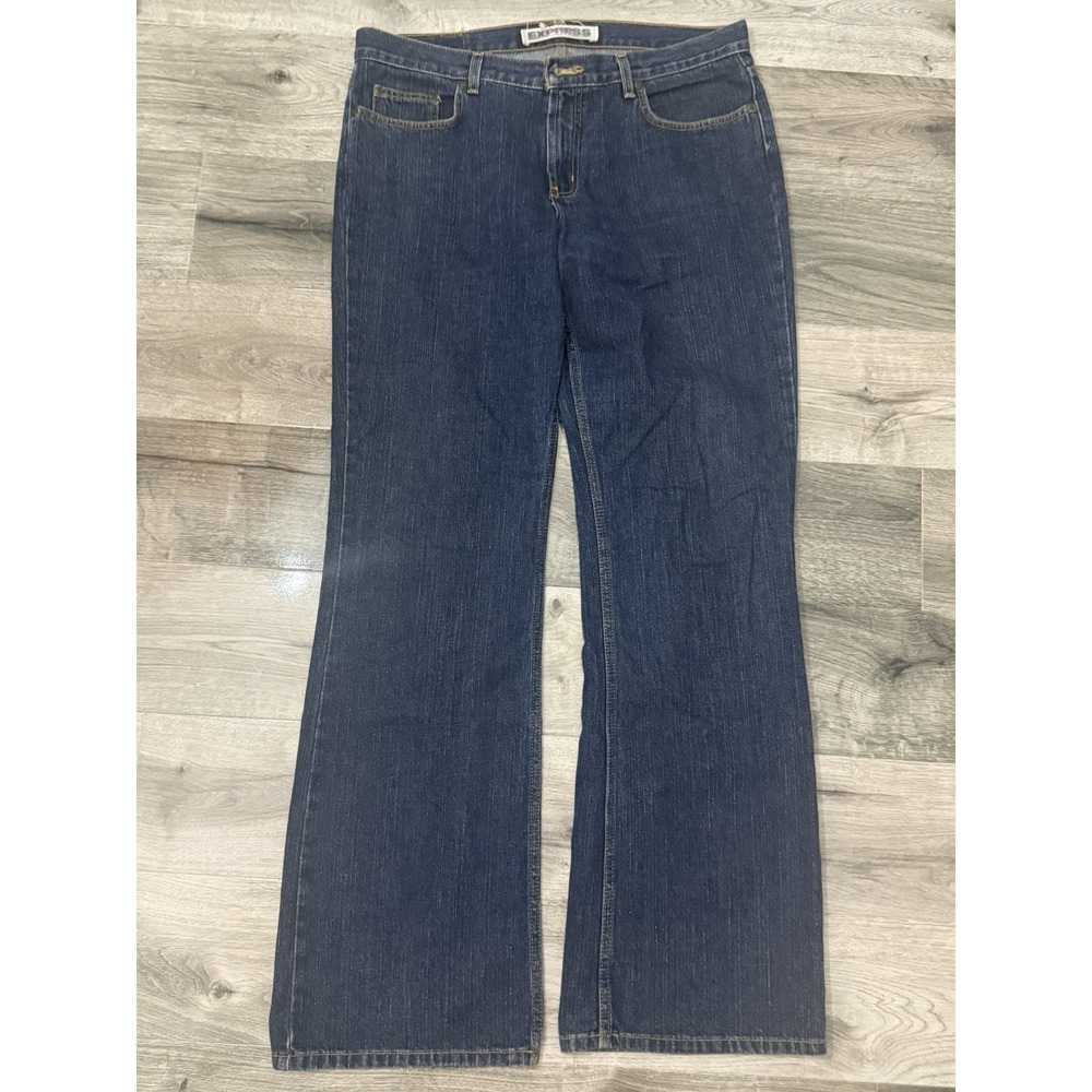Express Flare Leg Jeans Dark Wash Denim Precision Fit Womens Size 13/14